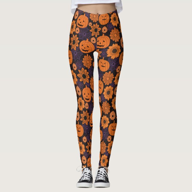 Blommig Halloween  Leggings (Framsida)