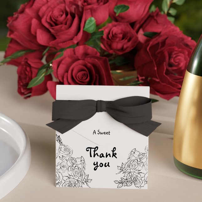 Blommig Handritad Svart och Vit Klotter Bröllop Presentaskar (Floral Hand Drawn Black and White Doodle Wedding Favor Boxes)
