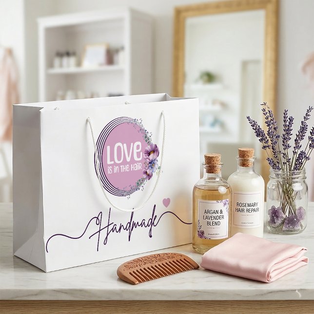 Blommig Håraccessoarer Märkesbutik (lavender theme Floral Hair Accessory Brand Boutique Large Gift Bag for small business)