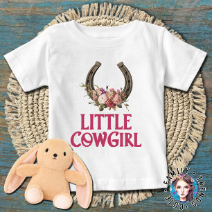 Blommig Hästsko Liten Cowgirl Flickor T Shirt