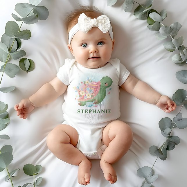 Blommig Havssköldpadda Baby Shower T Shirt (Skapare uppladdad)