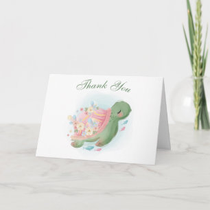 Blommig Havssköldpadda Baby Shower Tacksamhetskort Kort
