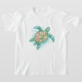 Blommig Havssköldpadda Barn T-Shirt