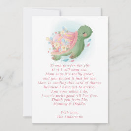 Blommig Havssköldpadda Rosa Babyfirande Tack Kort