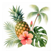 Blommig Hawaii-ananas & hibiskus sommar namn