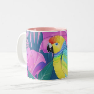Blommig/Hawaiiansk/Tropisk/papegoja Två-Tonad Mugg