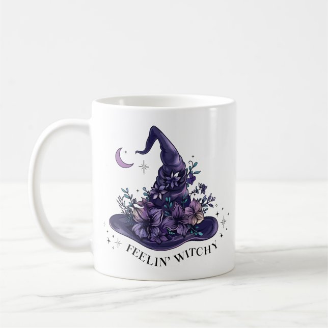 Blommig häxhatt känsla häxig kaffemugg (Vänster)