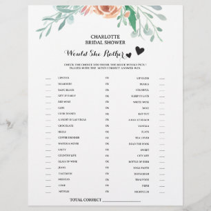 Blommig 'Hellre hon än' Bröllopsduschspel Reklamblad