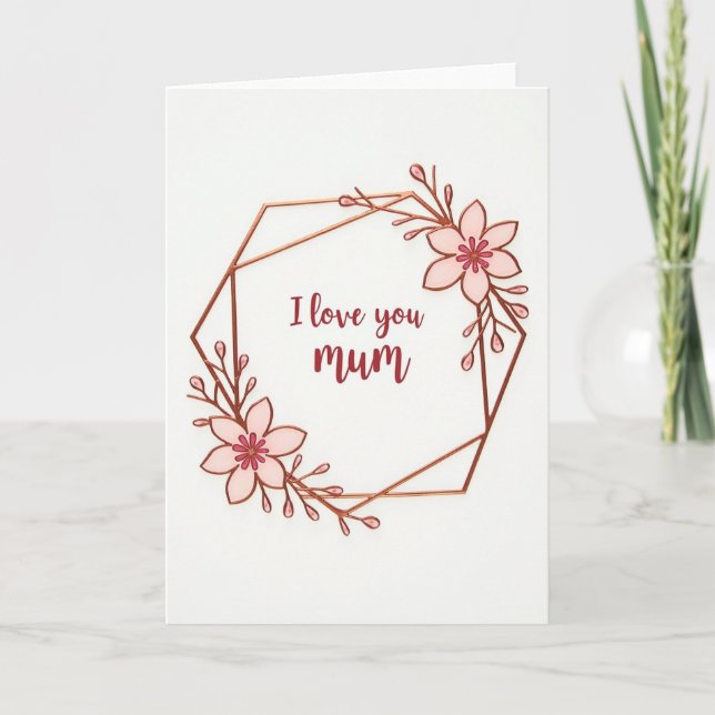 Blommig Hexagon Mamma Kärlekskort Kort (Framsida)