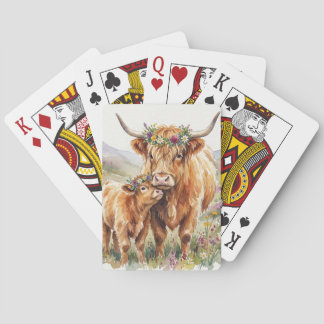 Blommig Highland Ko Mor & Kalv Rustik Bondgård Casinokort