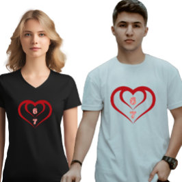 Blommig hjärta 6 7 Meme Alla hjärtans dag matchand T Shirt