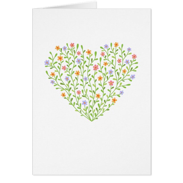 Blommig hjärta hälsningskort (Framsidan)