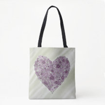 Blommig hjärtformad tote