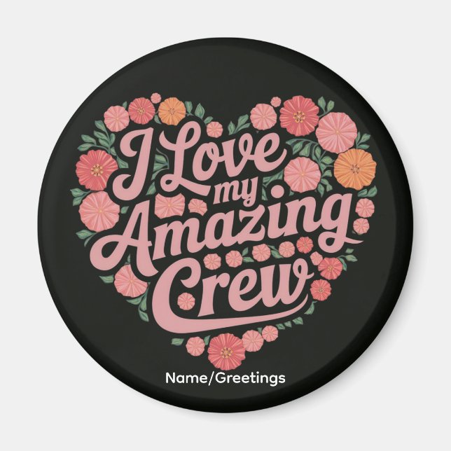 Blommig Hjärtte Crew Tacksamhetsgåva Team Tacksamh Magnet (Framsidan)