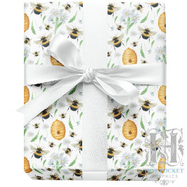 Blommig Honungsbin Inpackningspapper Presentpapper
