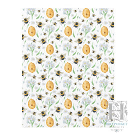 Blommig Honungsbin Scrapbookpapper