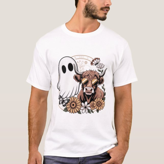 Blommig Höst Höglands Ko Spöke T Shirt (Framsida)