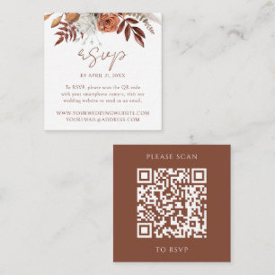 Blommig Höst Modern Bröllopswebbplats QR-kod RSVP Tilläggskort