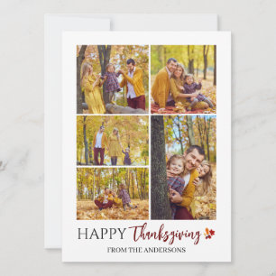 Blommig Höst Modern Glad tacksgiving familjefoto Julkort