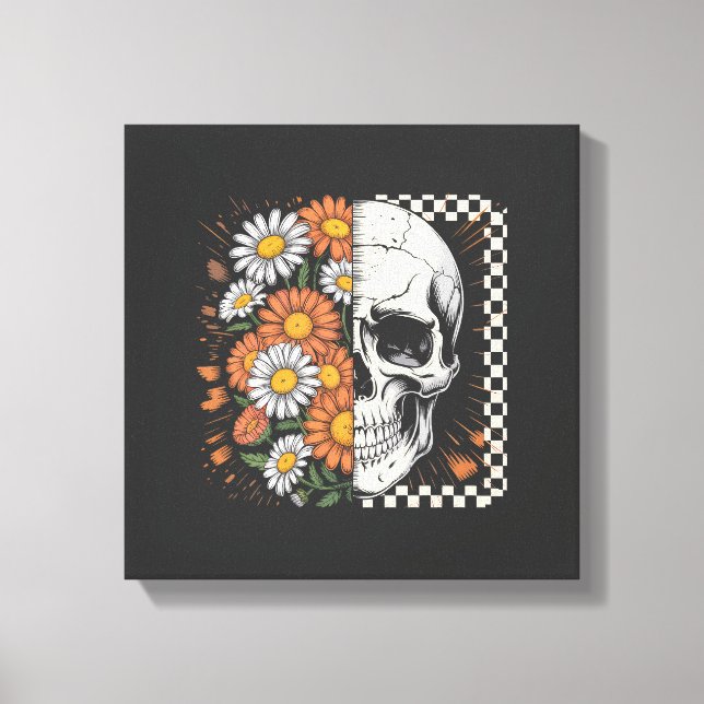 Blommig Höst Skelett Boho Halloween Canvastryck (Framsida)