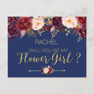 Blommig Höst Vill Du Vara Min Brudtärna Kort