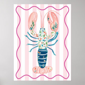 blommig hummer funky väggkonstaffisch poster