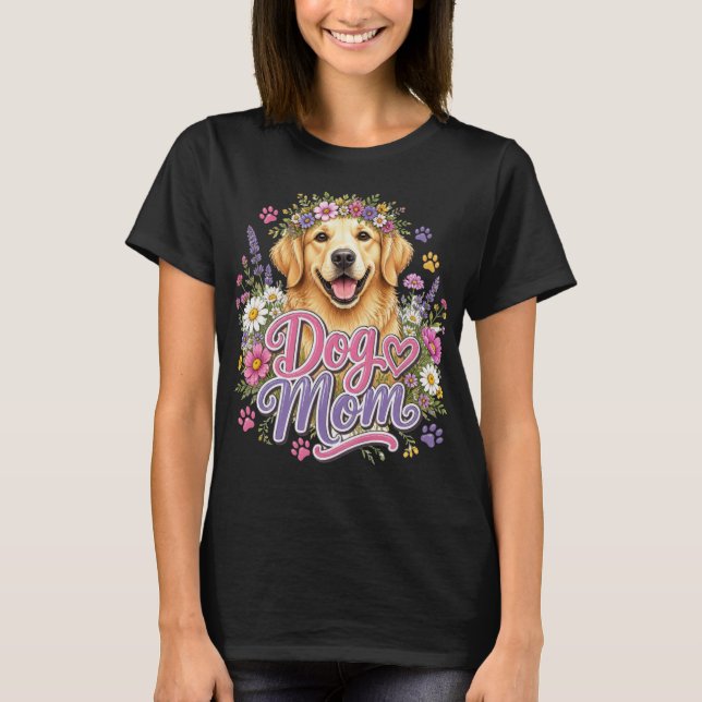 Blommig hundälskare Vattenfärg Valpdesign T Shirt (Framsida)