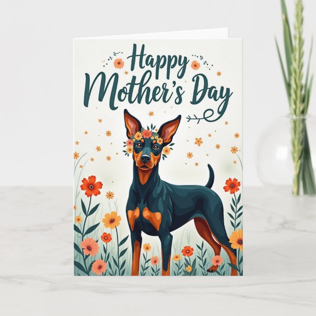 Blommig hundmamma önskningskort kort (Framsida)