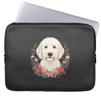 Blommig hundporträtt Botanisk krans Laptop Fodral