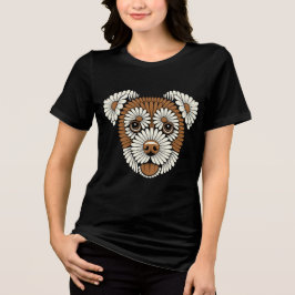 Blommig hundporträtt t shirt