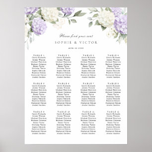 Blommig Hydrangea 12 Bord Bröllop Platsindelning Poster
