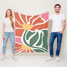 Blommig illustration fleecefilt