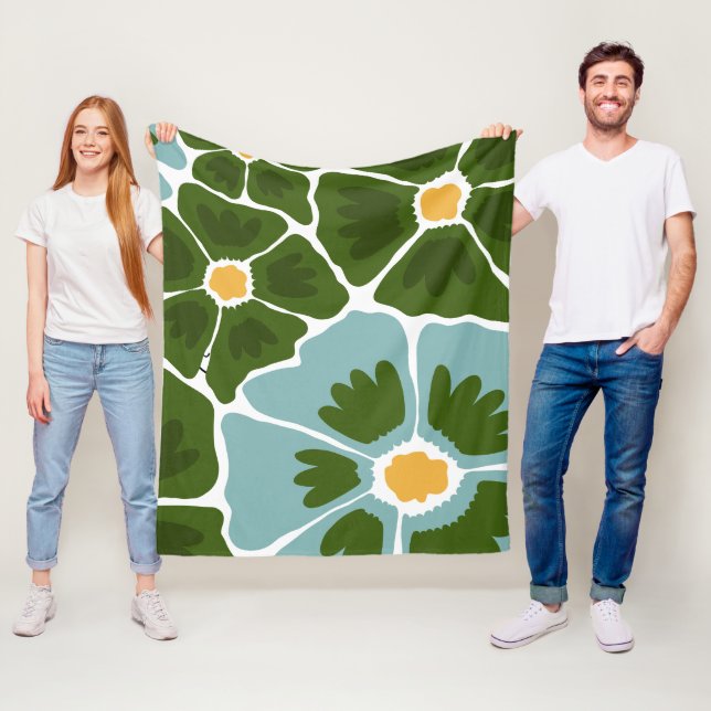Blommig illustration fleecefilt (På plats)