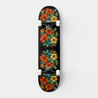 Blommig illustration mini skateboard bräda 18,5 cm