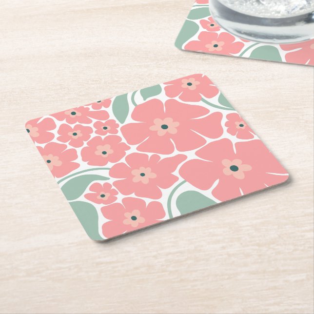Blommig illustration underlägg papper kvadrat (Vinklad)