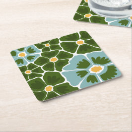 Blommig illustration underlägg papper kvadrat