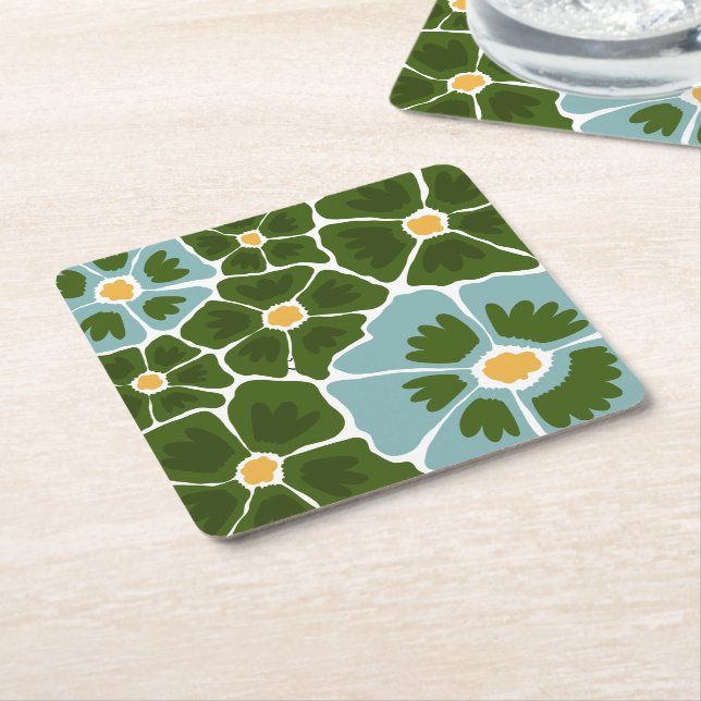 Blommig illustration underlägg papper kvadrat (Vinklad)