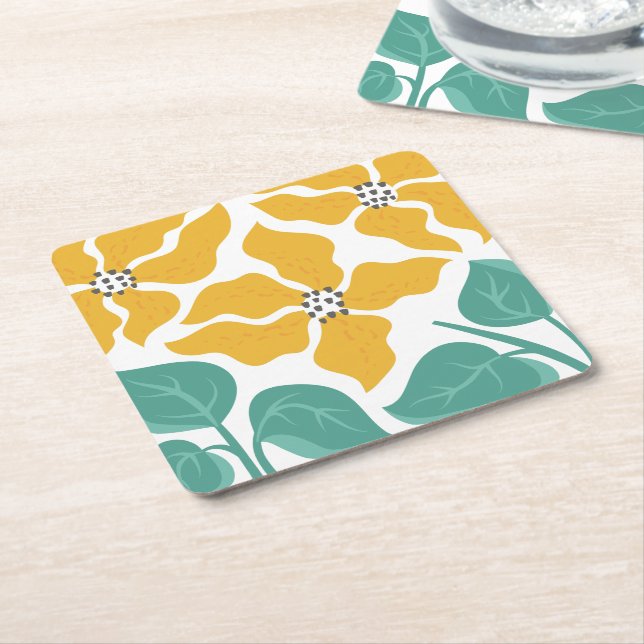Blommig illustration underlägg papper kvadrat (Vinklad)