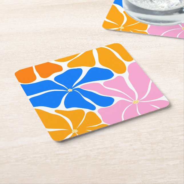 Blommig illustration underlägg papper kvadrat (Vinklad)