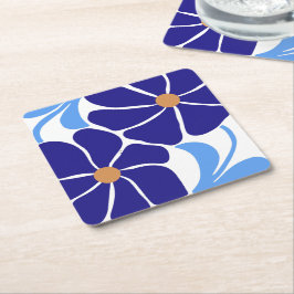 Blommig illustration underlägg papper kvadrat