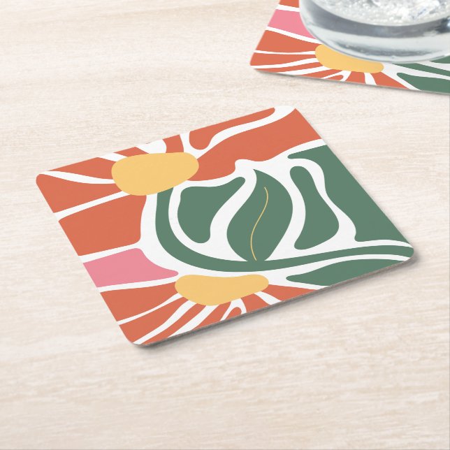 Blommig illustration underlägg papper kvadrat (Vinklad)