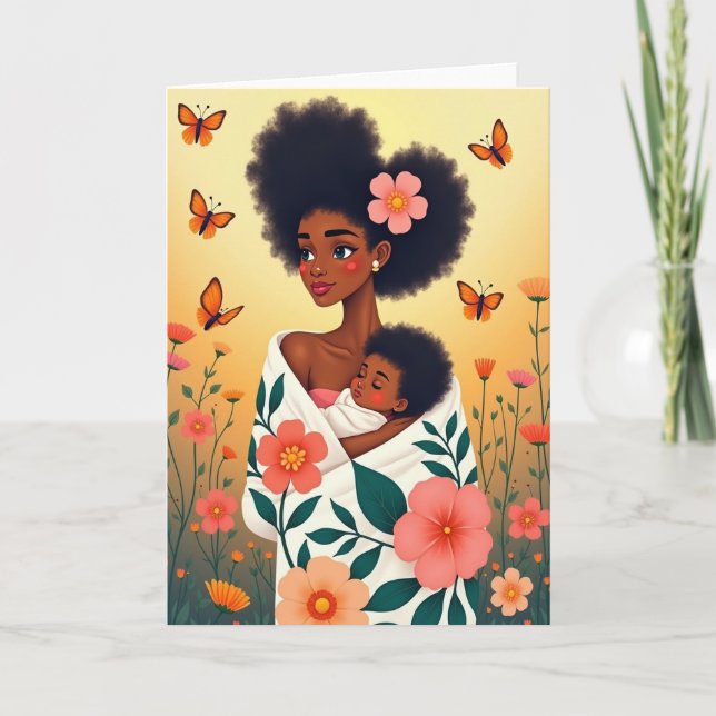 Blommig illustrationkort för mammor kort (Framsida)