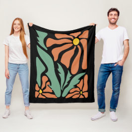 Blommig illustrationskonst fleecefilt