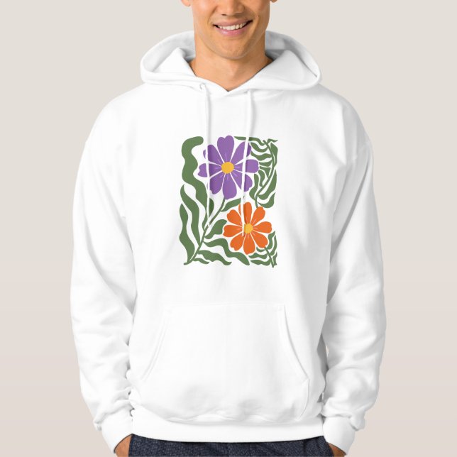 Blommig illustrationskonst hoodie (Framsida)