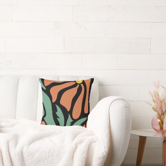 Blommig illustrationskonst kudde (Soffa)
