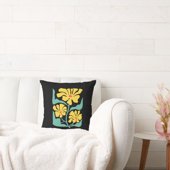Blommig illustrationskonst kudde (Soffa)