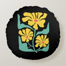Blommig illustrationskonst rund kudde