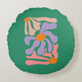 Blommig illustrationskonst rund kudde