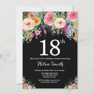 Blommig inbjudan till 18-årsdag