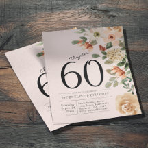 Blommig inbjudan till 60-årsfirande på en budget